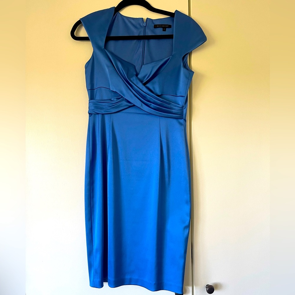 David Meister Sapphire Royal Blue Evening Cocktail Dress